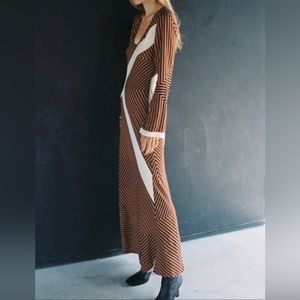 ZARA Woman Striped Maxi Dress Brown (Ref8691/360)